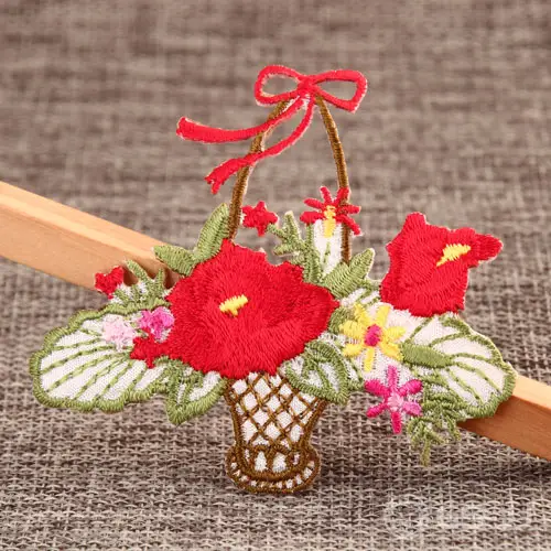 Flower in Basket Embroidered Patches Flower in Basket Embroidered Patches
