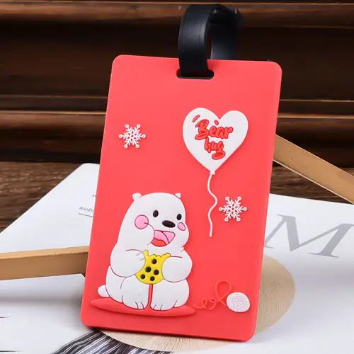 Bear Hug Custom PVC Luggage Tag 
