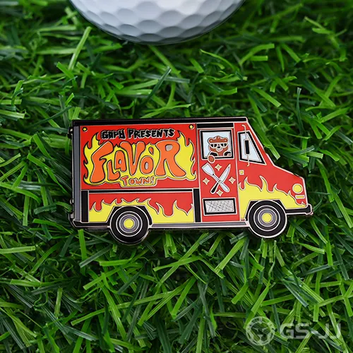Custom Flame Truck Golf Ball Markers Custom Flame Truck Golf Ball Markers