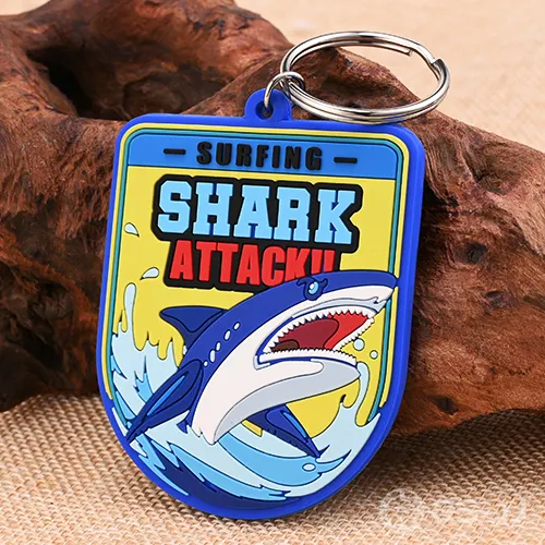 Custom Surfing Shark Attack PVC Keychains Custom Surfing Shark Attack PVC Keychains