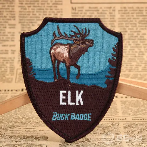 Elk Buck Badge Embroidered Patches Elk Buck Badge Embroidered Patches