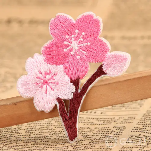 Pink Flower Embroidered Patches Pink Flower Embroidered Patches