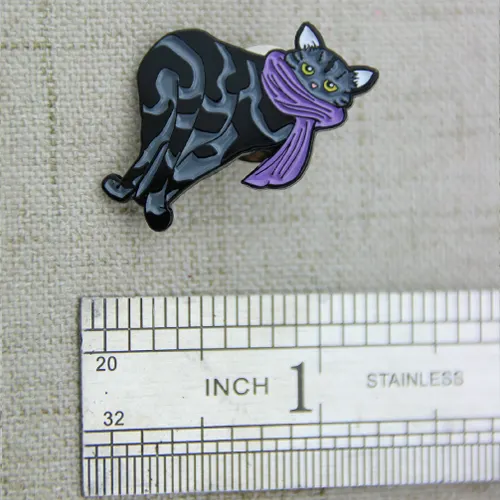 Lapel Pins for Cat Wearing Purple Scarf