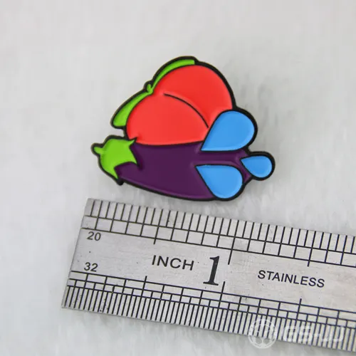 custom enamel pins for Eggplant and Peach custom enamel pins for Eggplant and Peach