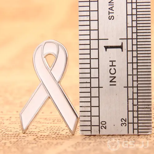 White ribbon custom enamel pins White ribbon custom enamel pins