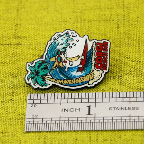 Corgi Beach Day Lapel Pins