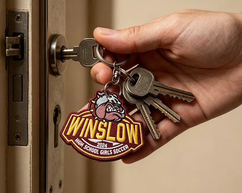 Winslow High School Girls Soccer embroidered bulldog keychain Winslow High School Girls Soccer embroidered bulldog keychain