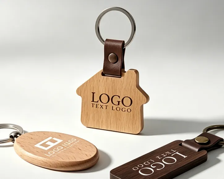 Wooden keychains of different shapes Wooden keychains of different shapes