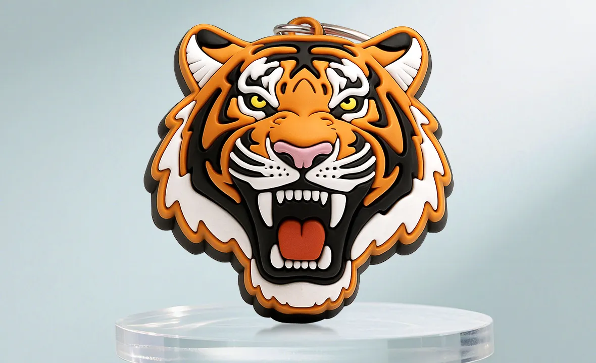 3D roaring tiger head PVC keychain pendant 3D roaring tiger head PVC keychain pendant