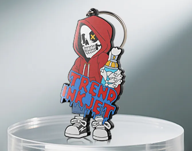 UV printed PVC keychain with skull graphic UV printed PVC keychain with skull graphic