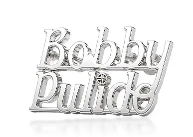 Custom silver Letter Cut-Out Pins
