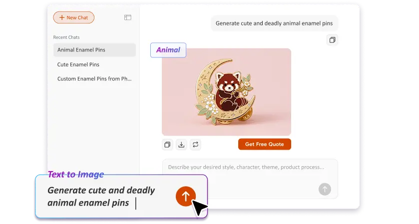 Free Text to Image Art: AI Enamel Pin Mockup Generator