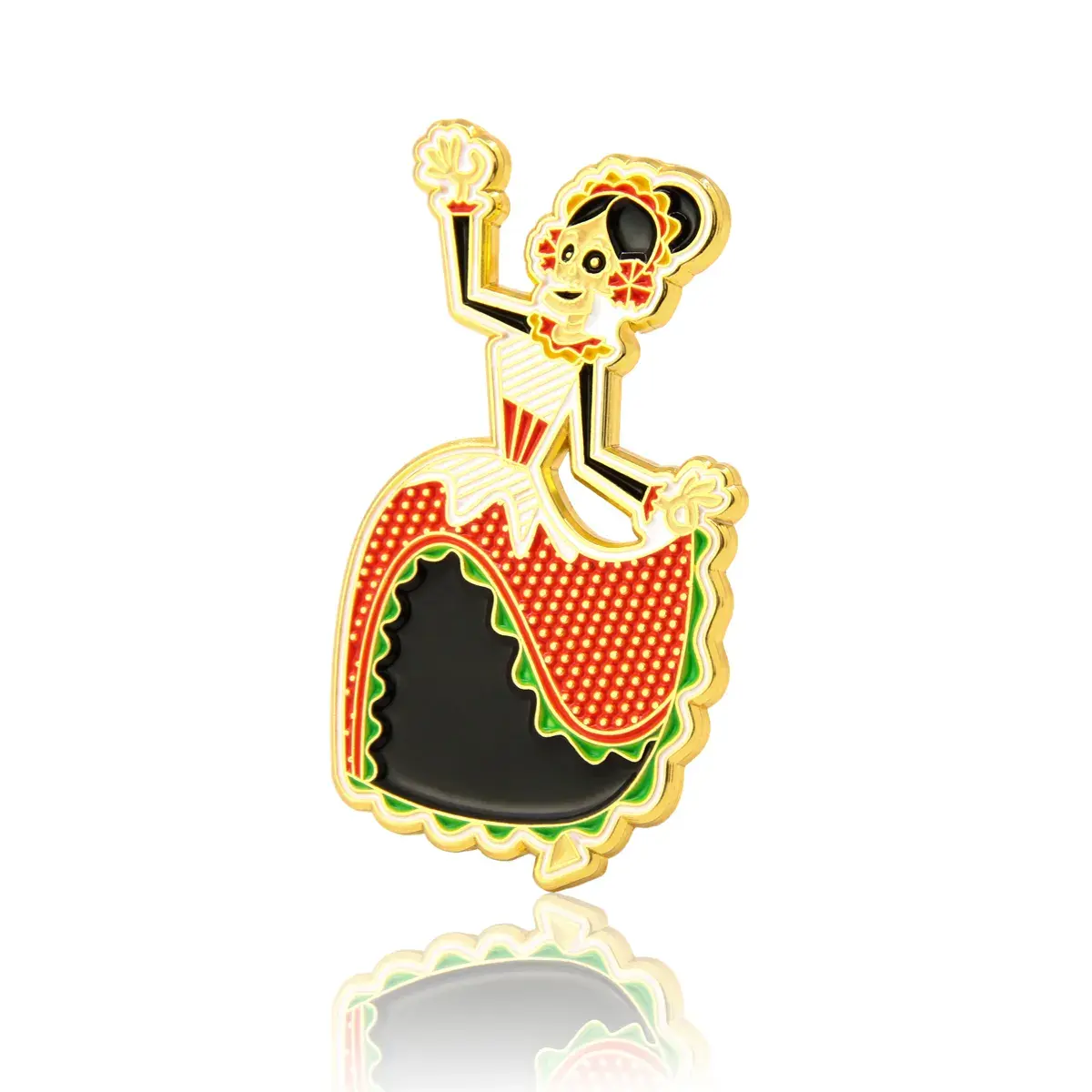 Calavera Dancer Skull Enamel Pins