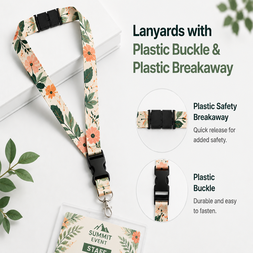 Lanyards with Plastic Buckle & Plastic Breakaway