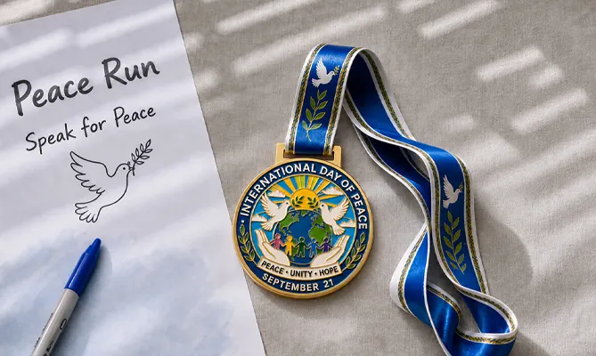 Custom Medals Designed for Peace Day Custom Medals Designed for Peace Day
