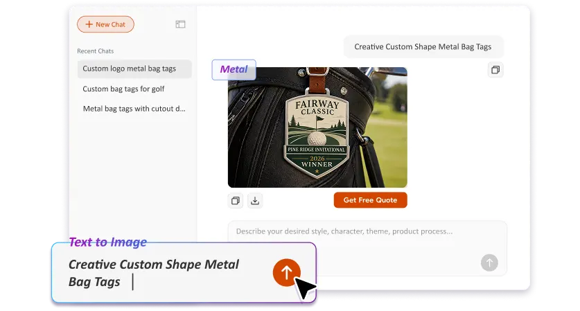 Create Your Metal Bag Tag with AI Generator Create Your Metal Bag Tag with AI Generator