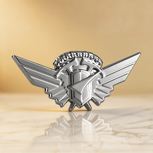 Aviation Wings and Armored Emblems Featuring Air Force Pins