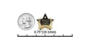 Custom pin size example showing a 0.75 inch pin measurement