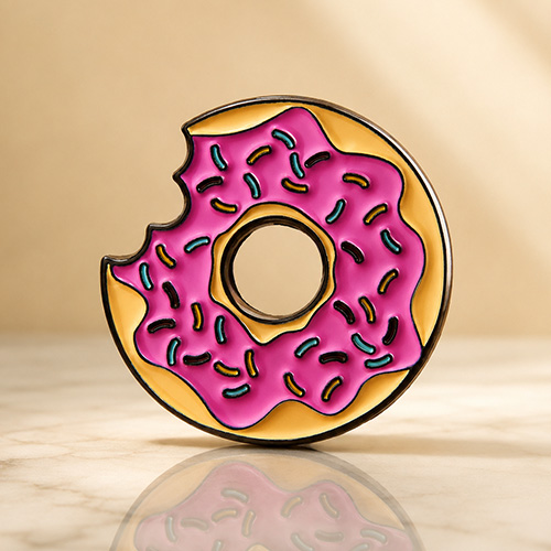 Bitten Pink Sprinkles Donut Enamel Pins