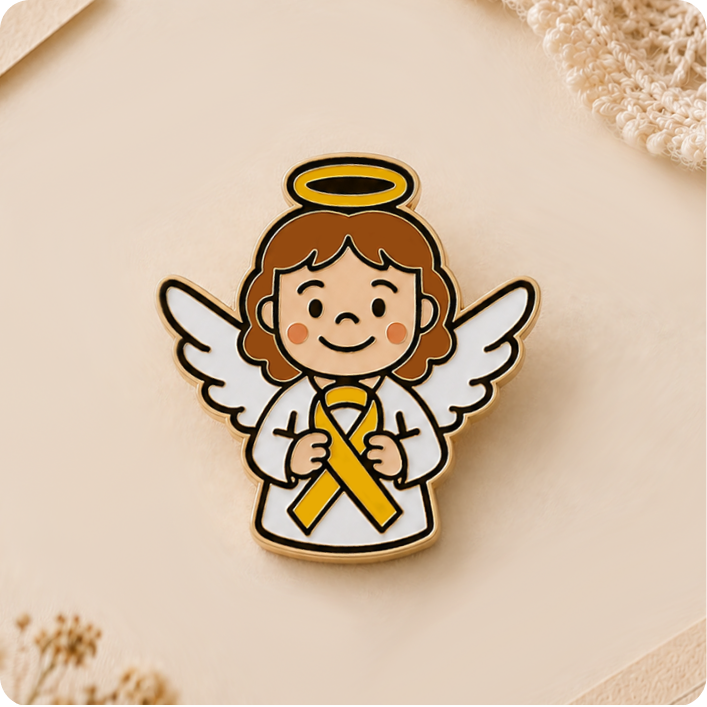 Cute Angel Awareness Ribbon Enamel Pins