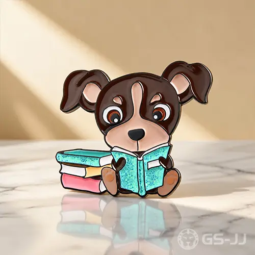Cute Puppy Reading Book Enamel Pins Cute Puppy Reading Book Enamel Pins