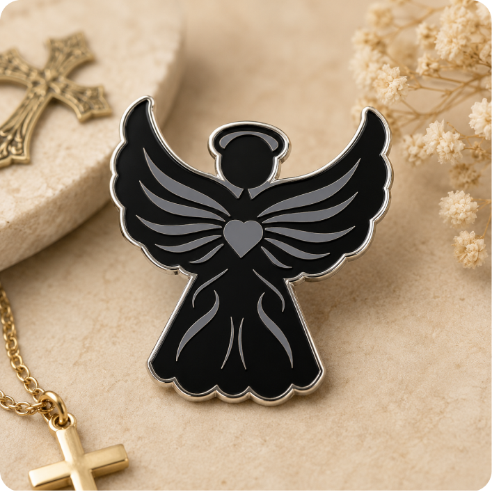Gothic Black Angel Enamel Lapel Pins