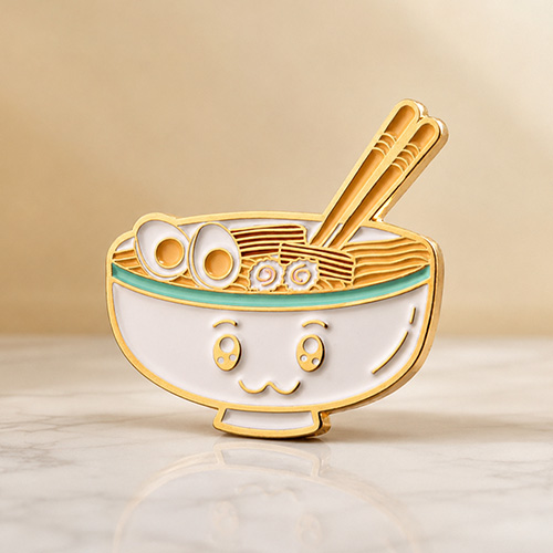 Kawaii Noodle Bowl with Chopsticks Enamel Pins