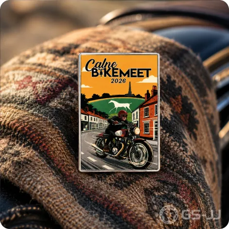 Vintage Ride Event Pin With Motorcycle Artwork Vintage Ride Event Pin With Motorcycle Artwork