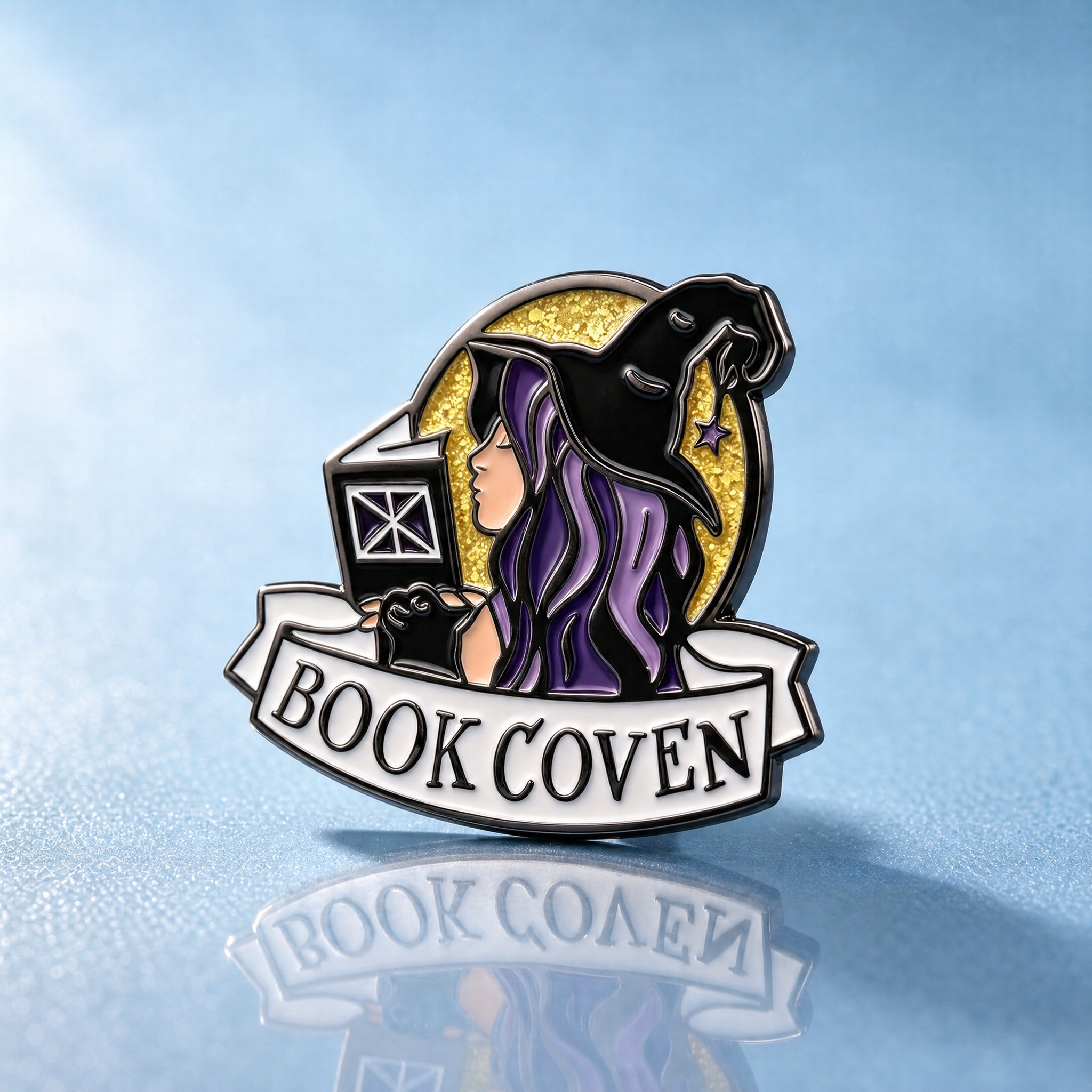 Book Coven Witch Glitter Pins