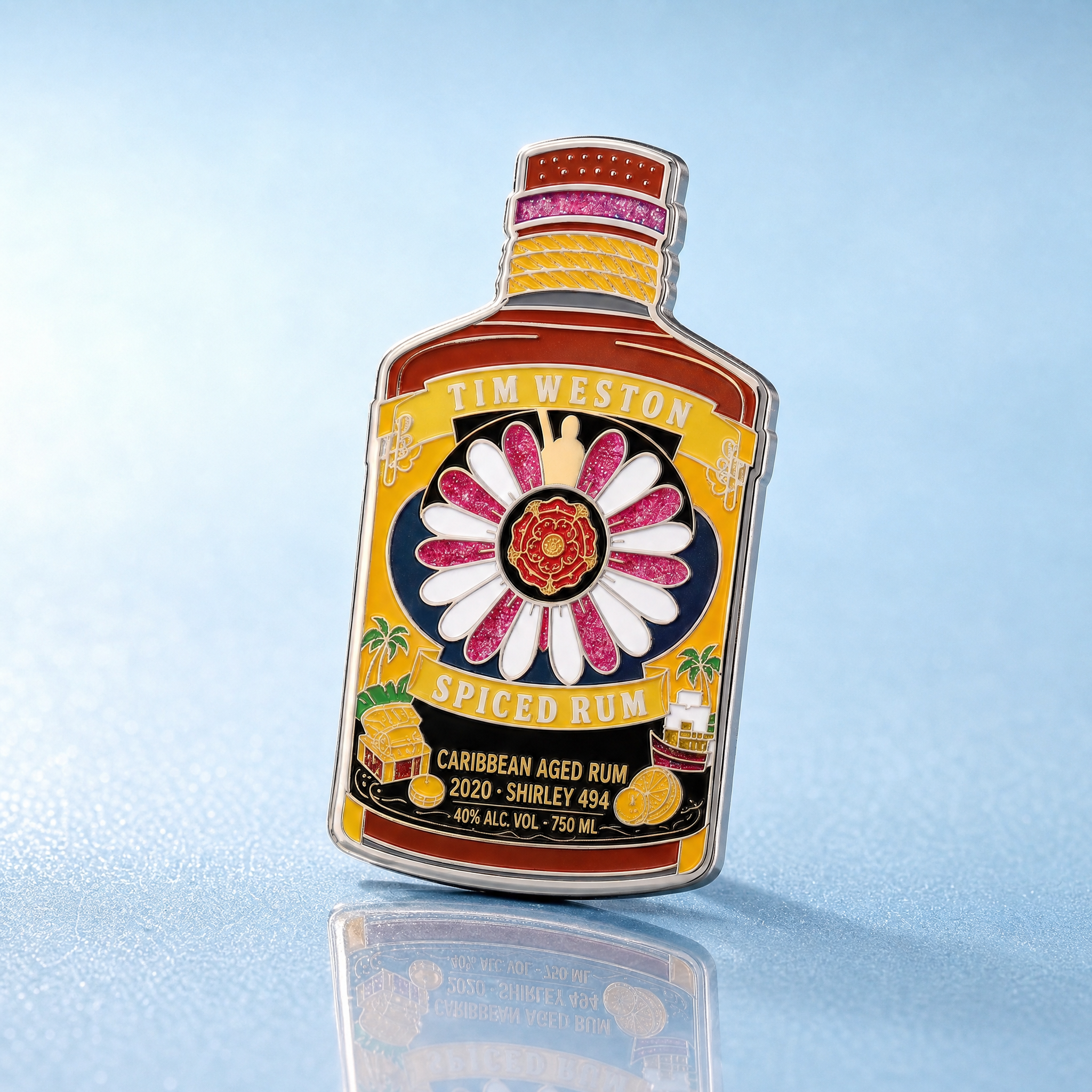 Caribbean Rum Bottle Glitter Pins
