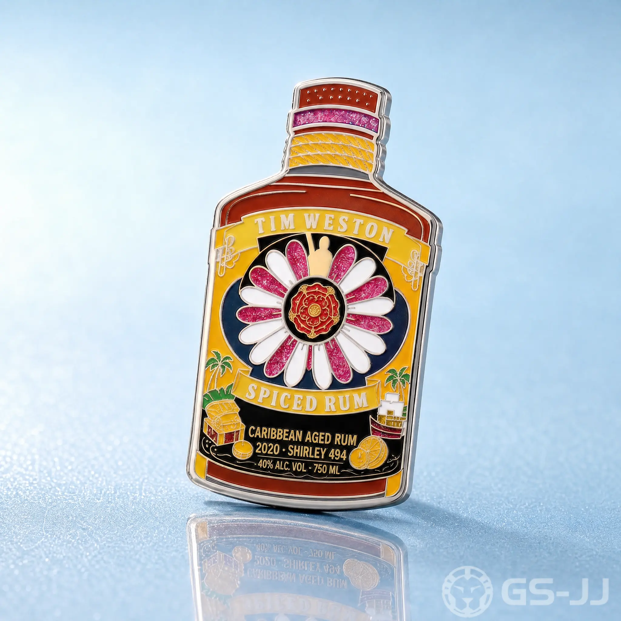Caribbean Rum Bottle Glitter Pins Caribbean Rum Bottle Glitter Pins