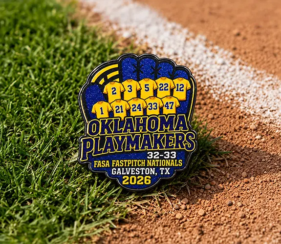Oklahoma Playmakers FASA Fastpitch Nationals Custom Softball Trading Pin