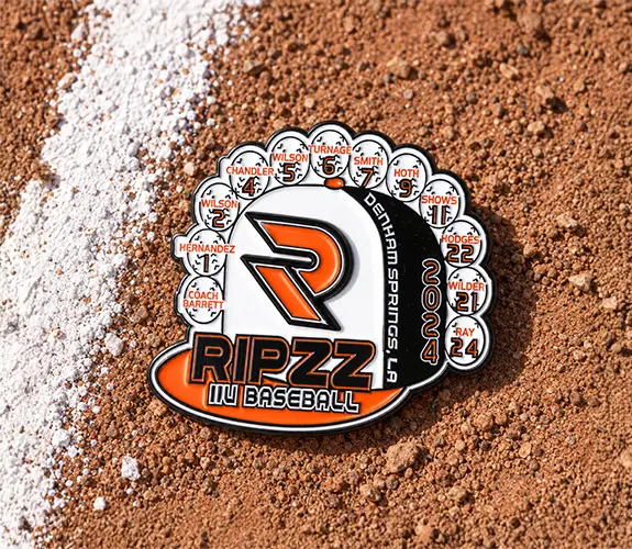 Ripzz 11U Baseball Denham Springs Custom Player Roster Pin