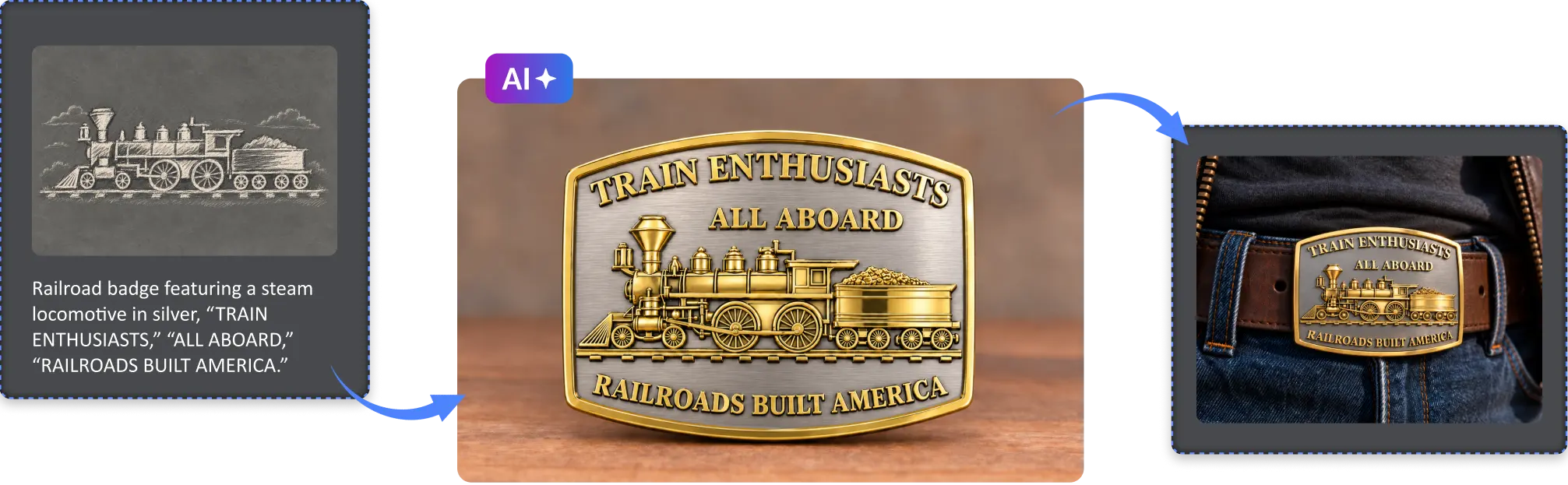 AI Generated Train Enthusiasts Belt Buckle AI Generated Train Enthusiasts Belt Buckle