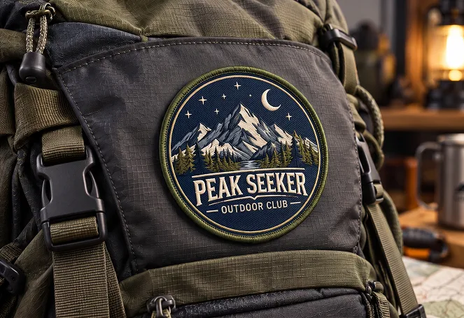 custom sew-on patches on tactical backpack