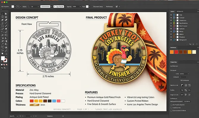 Custom Medal Design And Finished Render