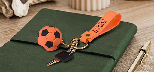 Soccer Ball Wrist Strap Key Chain Orange