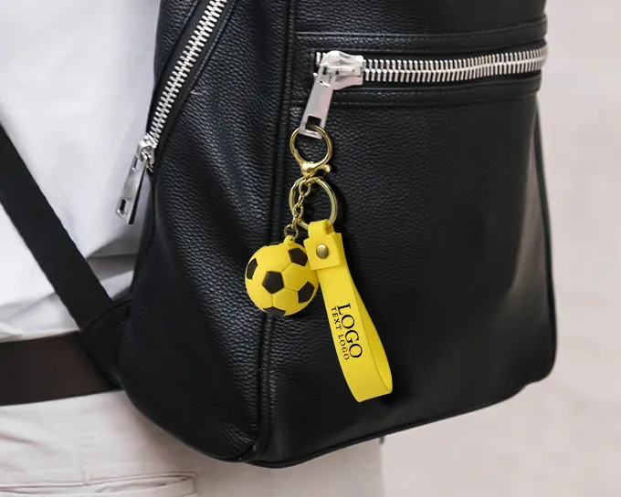 Soccer Ball Wrist Strap Key Chain Yellow