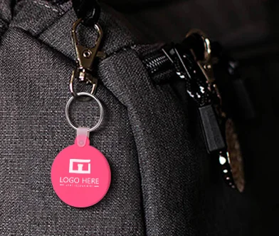 Round Silicone Keychain Pink