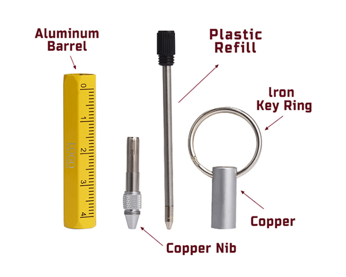 Metal 6-In-1 Tool Stylus Twist Pen With Keychains