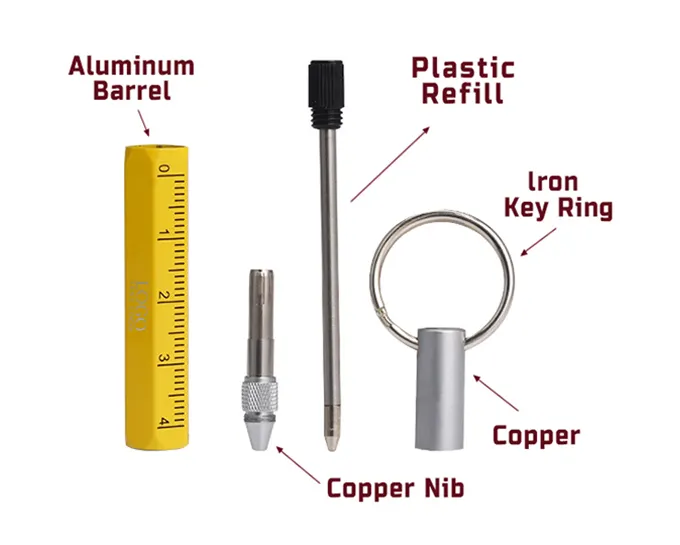 Metal 6-In-1 Tool Stylus Twist Pen With Keychains