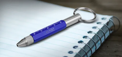 Promo 6-In-1 Tool Stylus Twist Pen With Keychain Blue