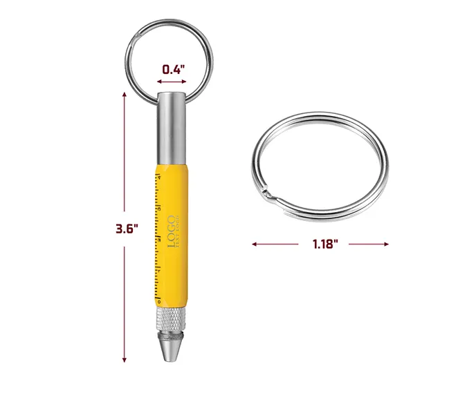 Promo 6-In-1 Tool Stylus Twist Pen With Keychain Sizes