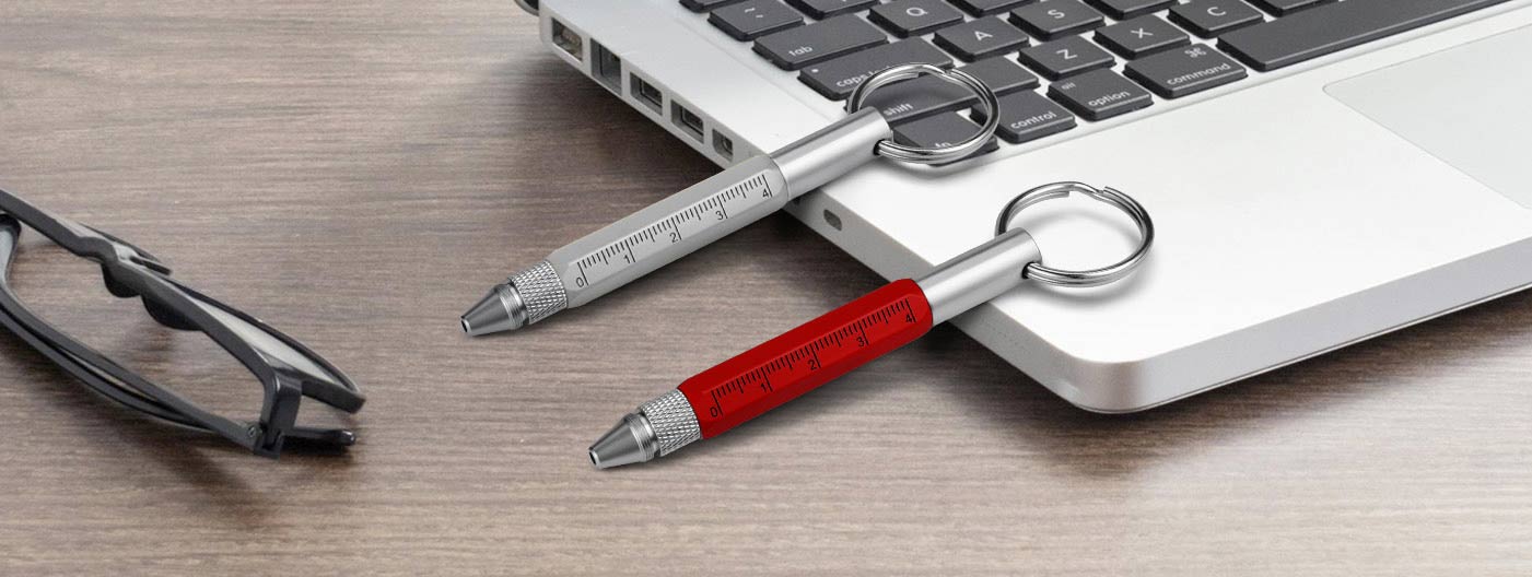 Two 6-In-1 Tool Stylus Twist Pen With Keychain