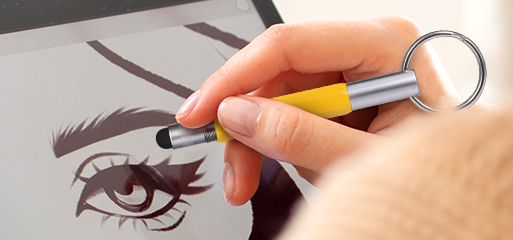 Yellow 6-In-1 Tool Stylus Twist Pen With Keychain For Writing
