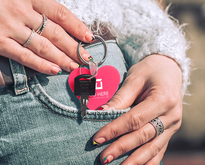 Custom Heart Shaped Key Tag With A Key