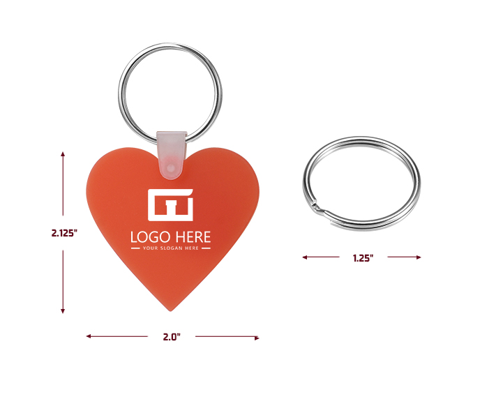 Custom Heart Shaped Key Tag With Size Details