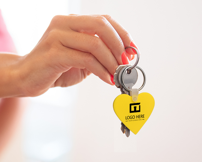 Custom Heart Shaped Yellow Color Key Tag