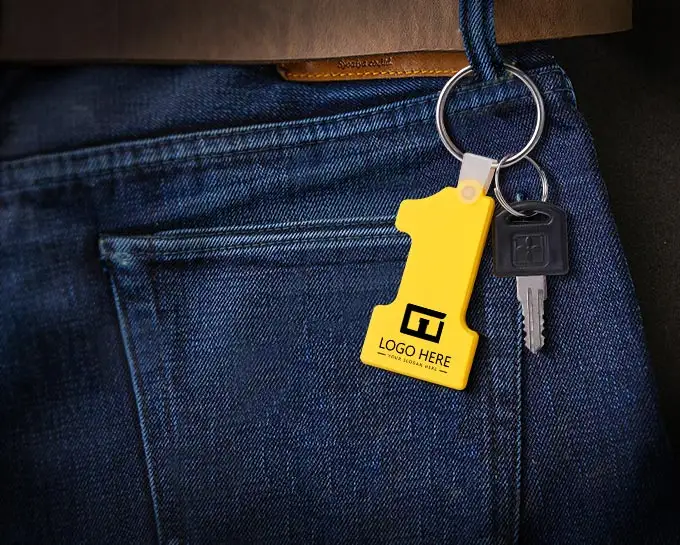 Number One-Shaped Soft Silicone Keychain With Logo On Bag