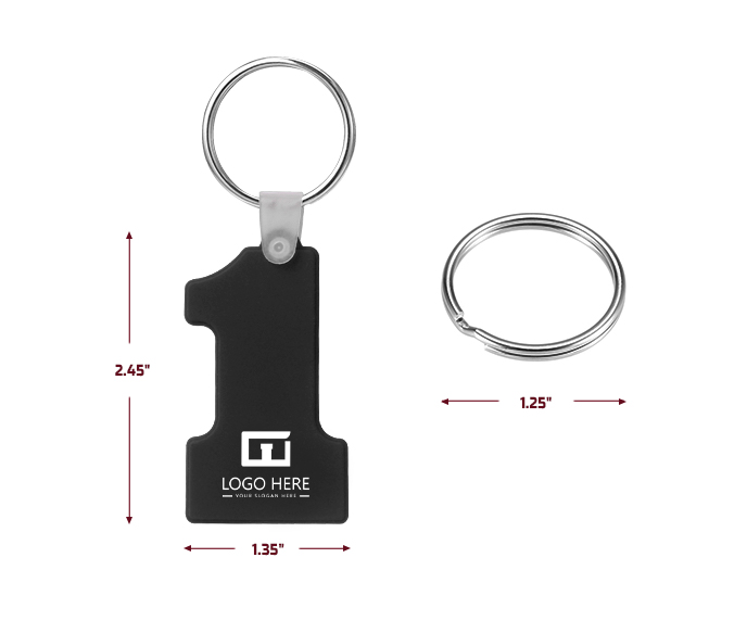 Number One-Shaped Soft Silicone Keychain With Logo Size